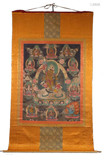 TIBETAN THANGKA OF SEATED BUDDHA