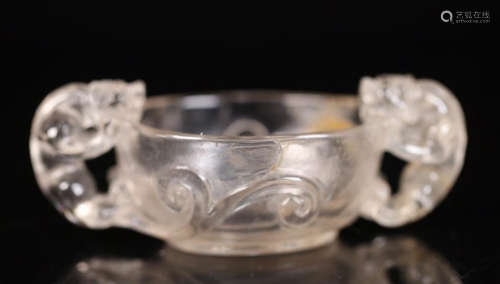 CHINESE ROCK CRYSTAL BEAST HANDLE CUP