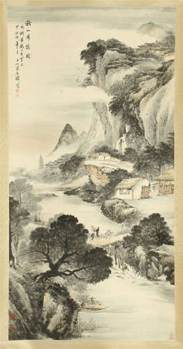 CHINESE SCROLL PAINTING OF MOUNTAIN VIEWS