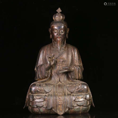 CHINESE BRONZE SEATED GOD OF DAOIST