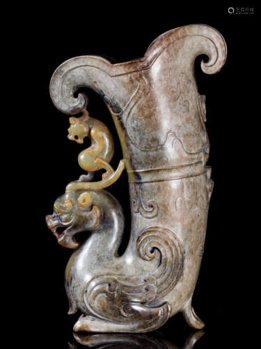 CHINESE ANICENT JADE BEAST JUE CUP