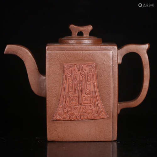 CHINESE YIXING ZISHA CLAY SQURAE TEA POT