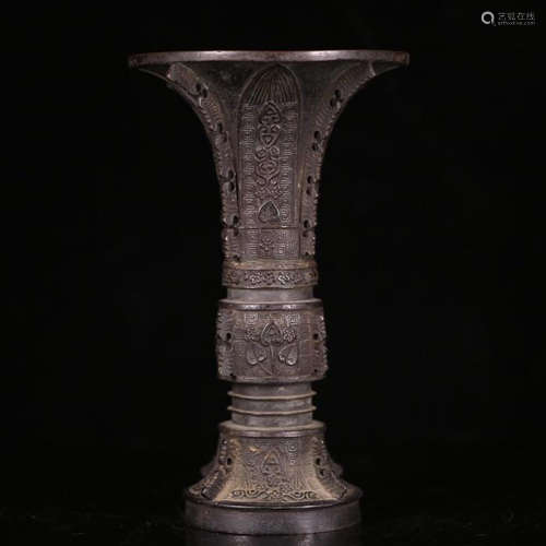 CHINESE BRONZE GU VASE