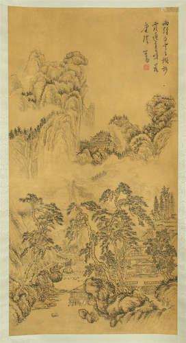 CHINESE SCROLL PAINTING OF MOUNTAIN VIEWS