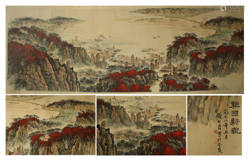 CHINESE SCROLL PAINTING OF MOUNTAIN VIEWS