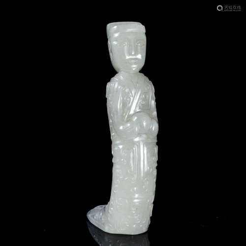 CHINESE JADE STANDING FIGURE TABLE ITEM