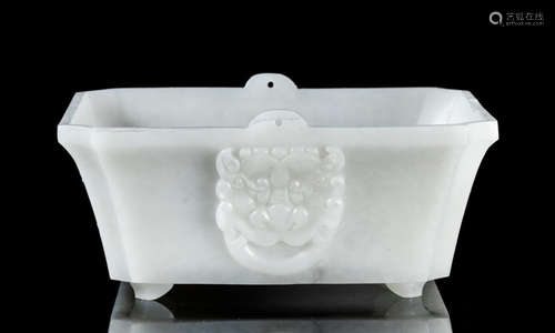 CHINESE WHITE JADE SQUARE WATER POT