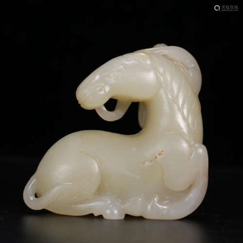 CHINESE NEPHRITE JADE HORSE TABLE ITEM