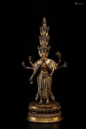 A Chinese Gilt Bronze Stand Buddha