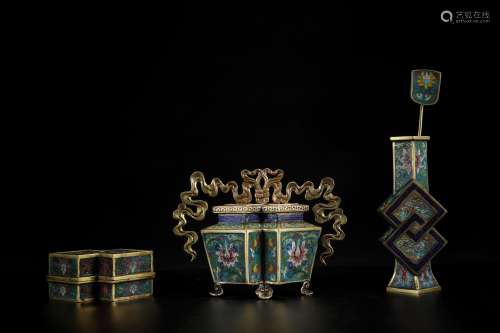 A Set of Chinese Cloisonne Decorations