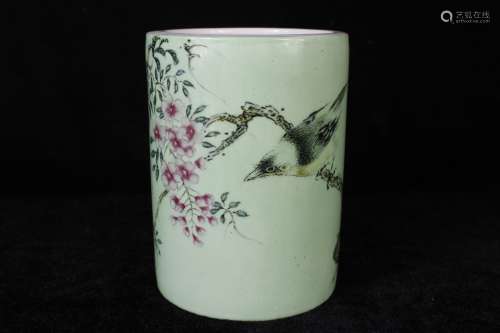 A Chinese Famille-Rose Porcelain Brush Pot