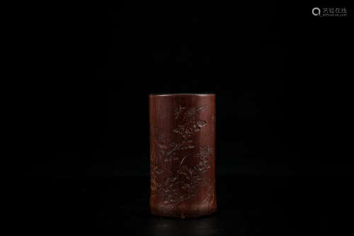 A Chinese Carved Bamboo Brush Pot