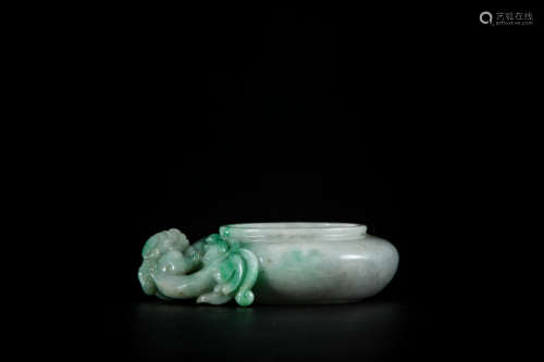 A Chinese Carved Jadeite Brush