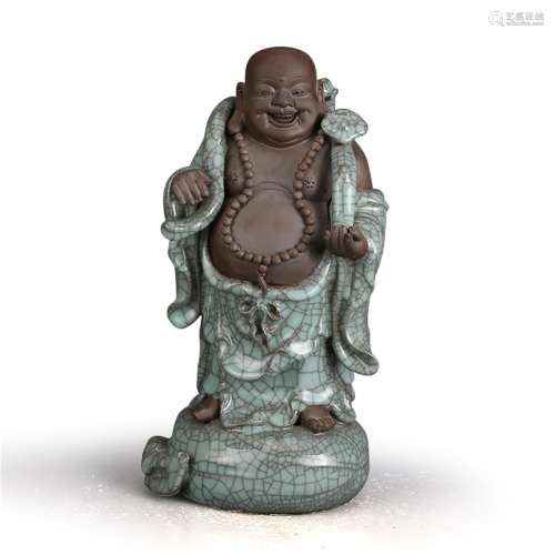 A Chinese Ge-Type Glazed Porcelain Figure of Buddha