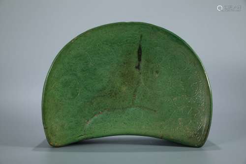 A Chinese Green Glazed Porcelain Pillow