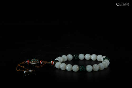 A Chinese Carved Jade Prayers Beads