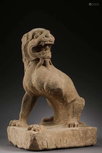 A Chinese Carved Stone Foo-Dog Decoration