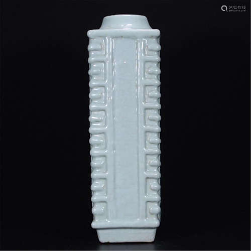 CHINESE PORCELAIN BLUE GLAZE CONG SQUARE VASE