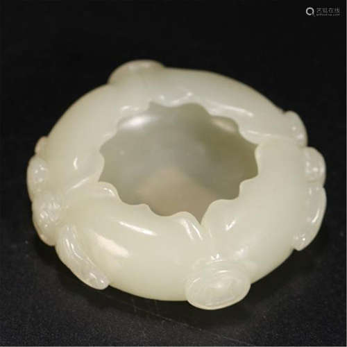 CHINESE WHITE JADE LOTUS WATER POT