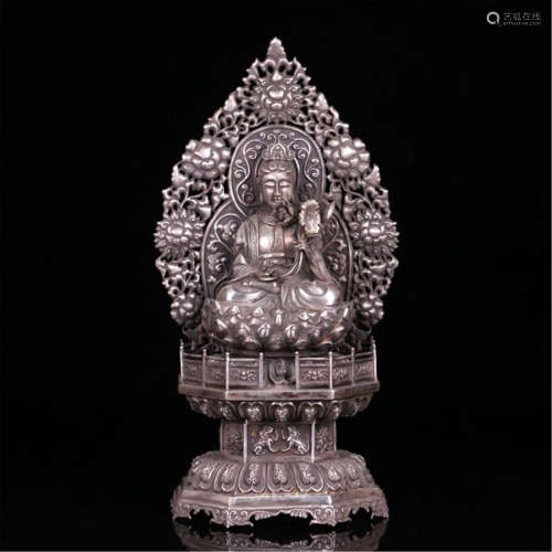 CHINESE SILVER SEATED GUANYIN