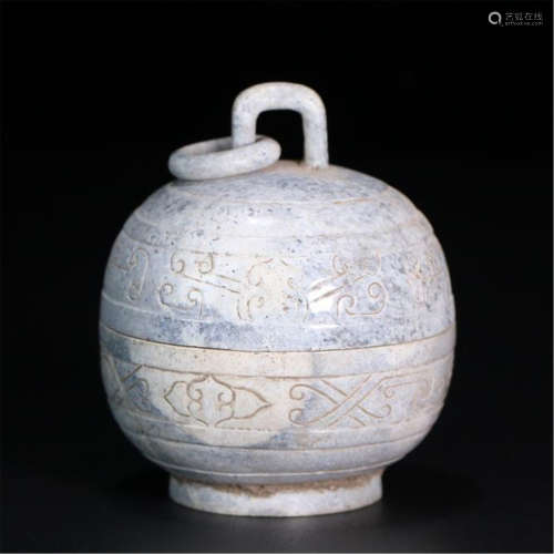CHINESE ANCIENT JADE LIDDED ROUND BOX