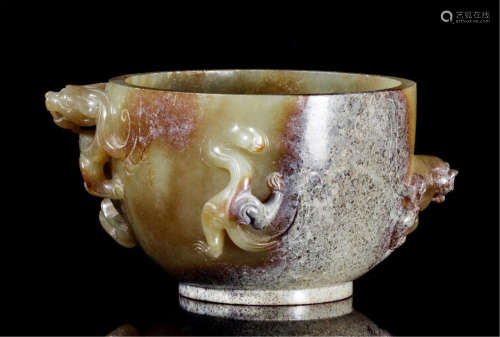 CHINESE ANCIENT JADE BEAST CUP