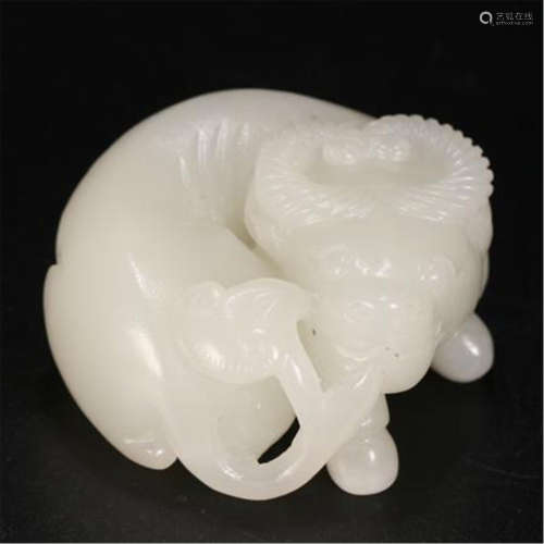 CHINESE WHITE JADE OX TABLE ITEM