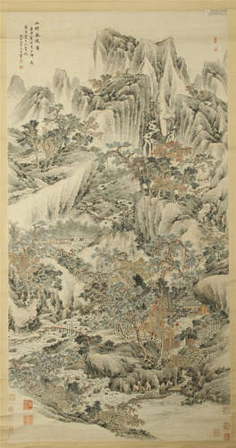 CHINESE SCROLL PAINTING OF MOUNTAIN VIEWS