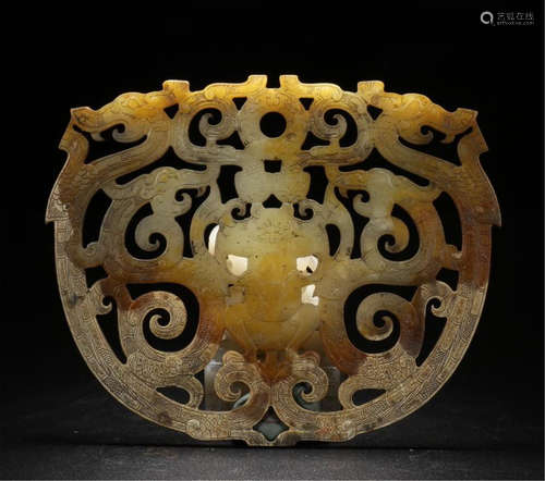 CHINESE ANCIENT JADE DRAGON PLAQUE