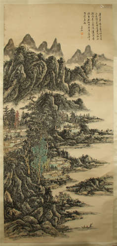 CHINESE SCROLL PAINTING OF MOUNTAIN VIEWS