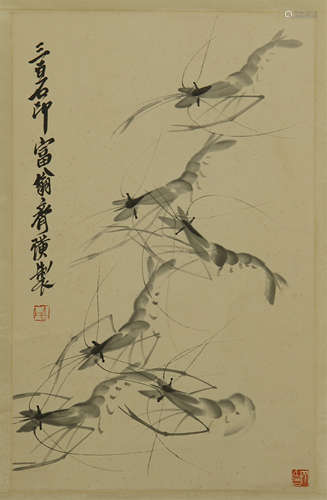 CHINESE SCROLL PAINTING OF SHIRMP