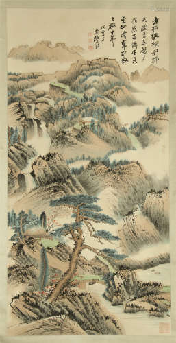 CHINESE SCROLL PAINTING OF MOUNTAIN VIEWS