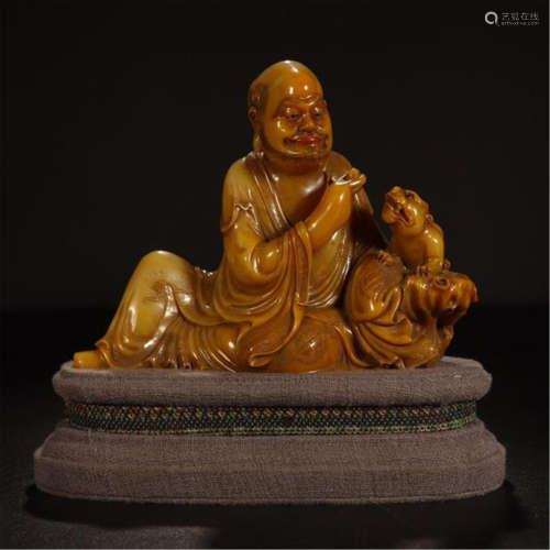 CHINESE SOAPSTONE TIANHUANG SEATED LOHAN