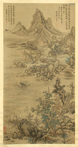 CHINESE SCROLL PAINTING OF MOUNTAIN VIEWS