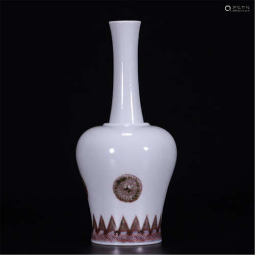CHINESE PORCELAIN IRON RED BELL SHAPED VASE