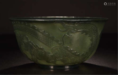 CHINESE SPINACH JADE DRAGON BOWL