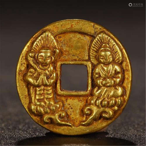 CHINESE PURE GOLD SEATED BUDDHA COIN