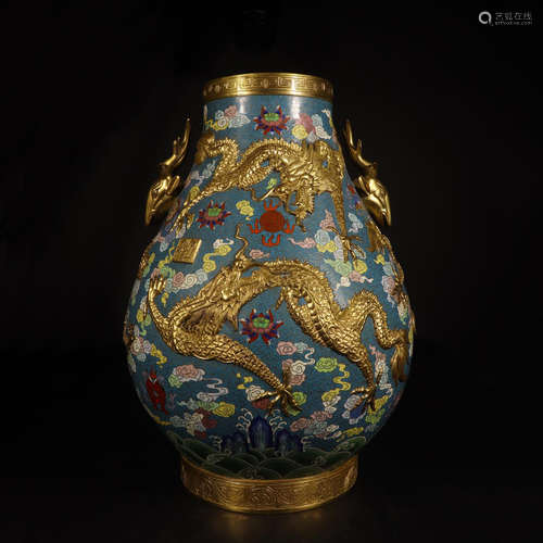 CHINESE CLOISONNE DRAGON ZUN VASE