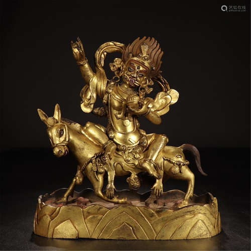 TIBETAN GITL BRONZE BUDDHA ON HORSE