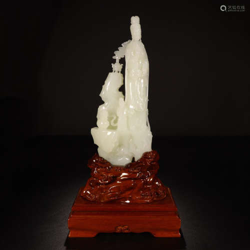 CHINESE WHITE JADE STANDING GUANYIN