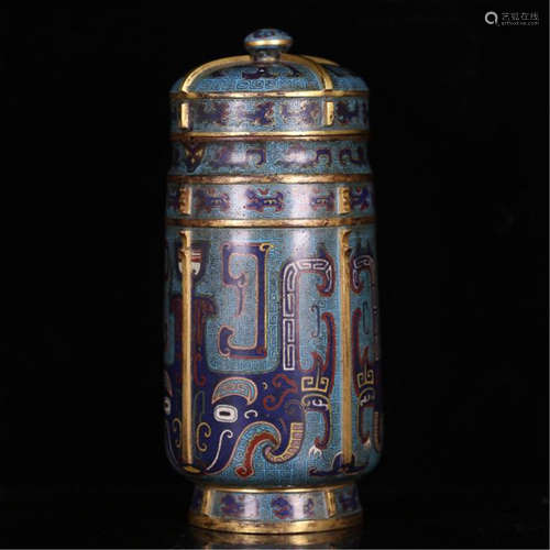 CHINESE CLOISONNE LIDDED VASE