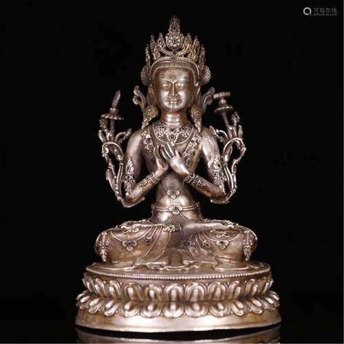 CHINESE SILVER SEATED BUDDHA