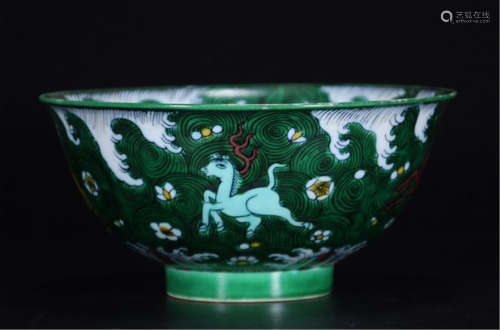 CHINESE PORCELAIN SANCAI HORSE BOWL