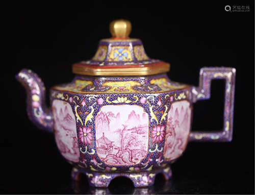 CHINESE PORCELAIN COLOR PAINTED TEA POT