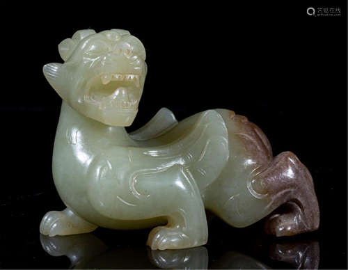 CHINESE YELLOW JADE BEAST TABLE ITEM