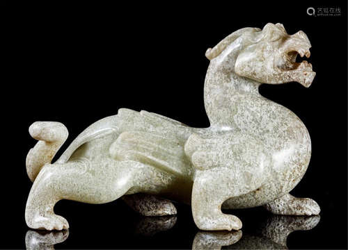 CHINESE ANCIENT JADE BEAST TABLE ITEM