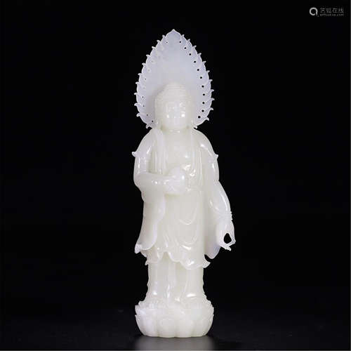 CHINESE WHITE JADE STANDING GUANYIN