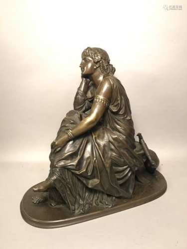 Pierre SCHOENEWERK (1820-1885). Sapho. Bronze à patine brune. Signée sur la [...]