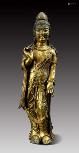 銅鎏金菩薩立像
