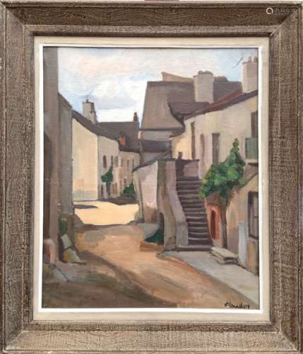 André CLAUDOT (1892-1982). Une ruelle à Fontaine-Française. Toile, signée en bas [...]